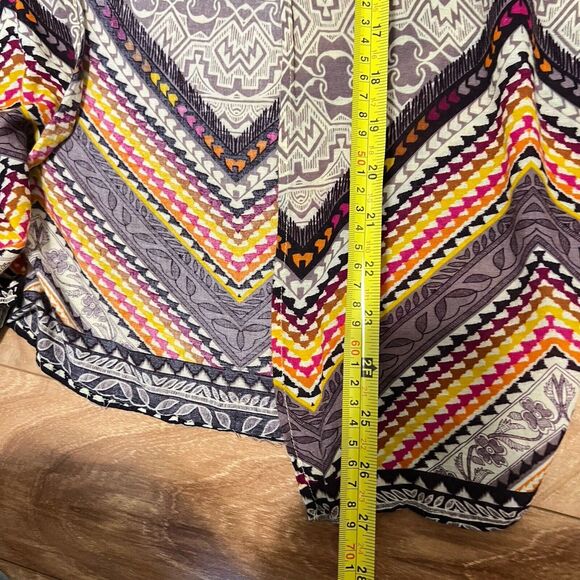 Bobeau Open Kimono Top Size M Beige Orange Light Poncho Bohemian Layering Aztec - Picture 6 of 6